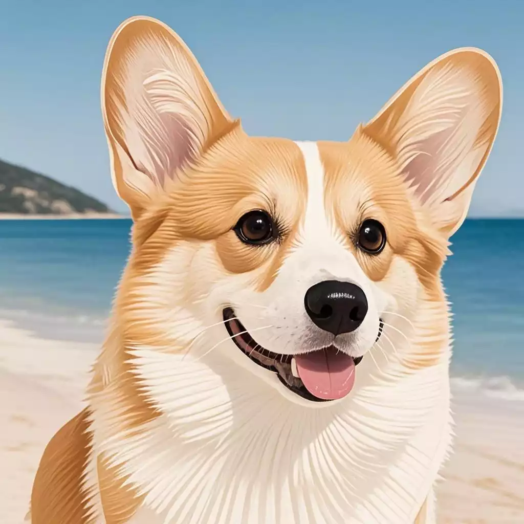 一只在海边的小狗